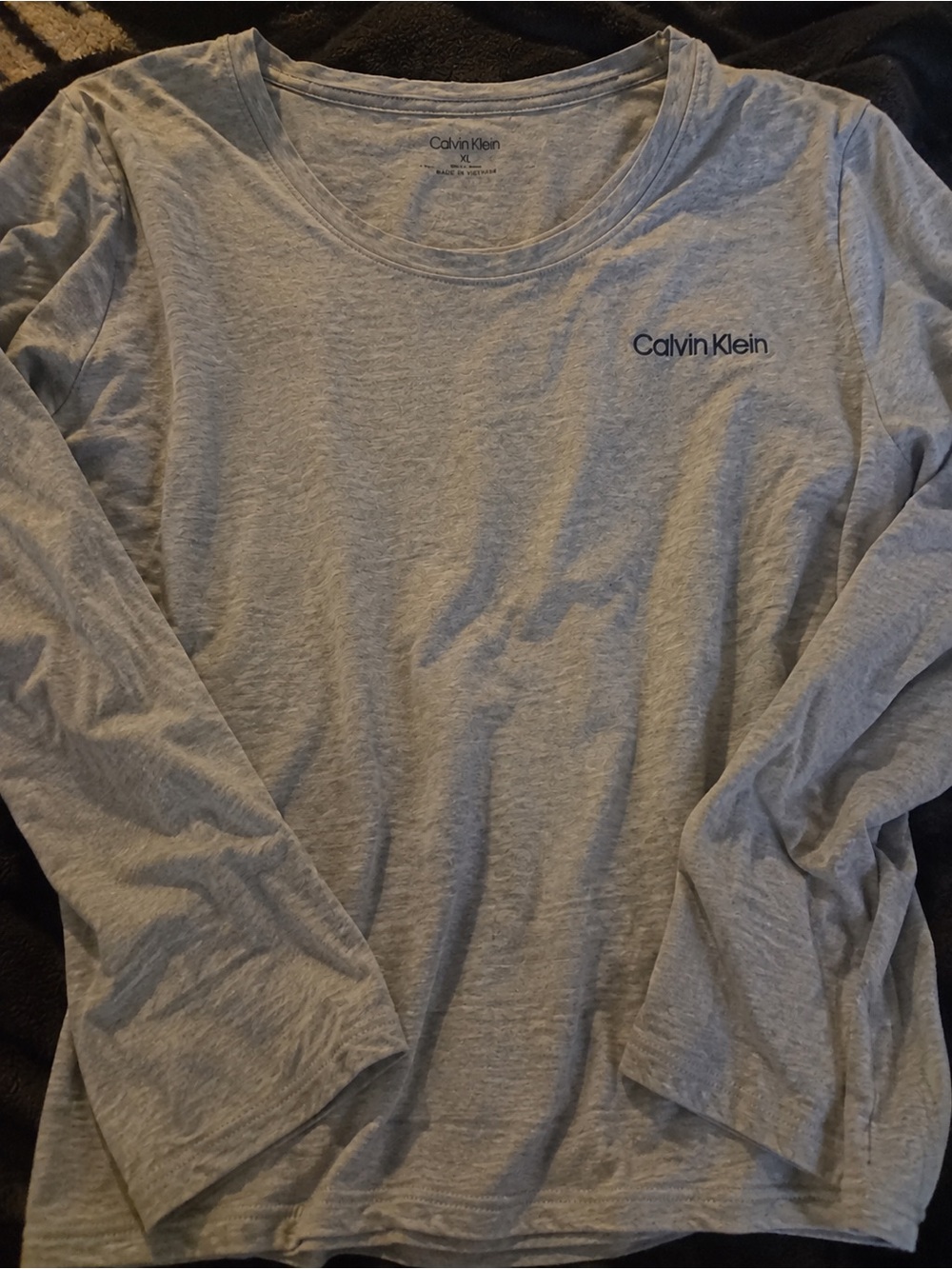 Calvin Klein Light Gray Long Sleeve Logo Tee